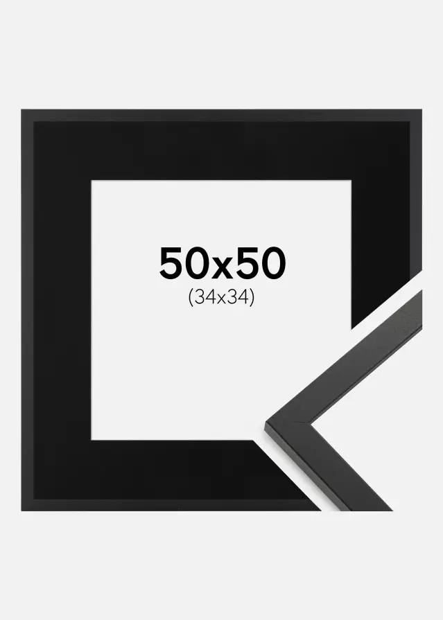 Cornice Trendy Nero 50x50 cm - Passe-partout Nero 35x35 cm