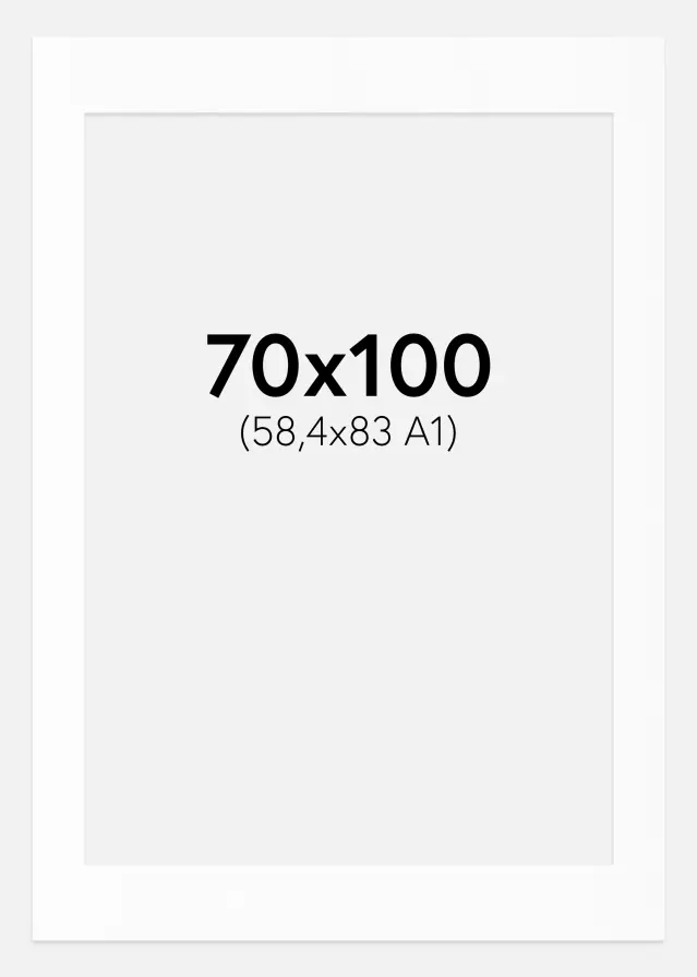 Passe-partout Bianco Standard (Bordo interno bianco) 70x100 cm (58,4x83 - A1)