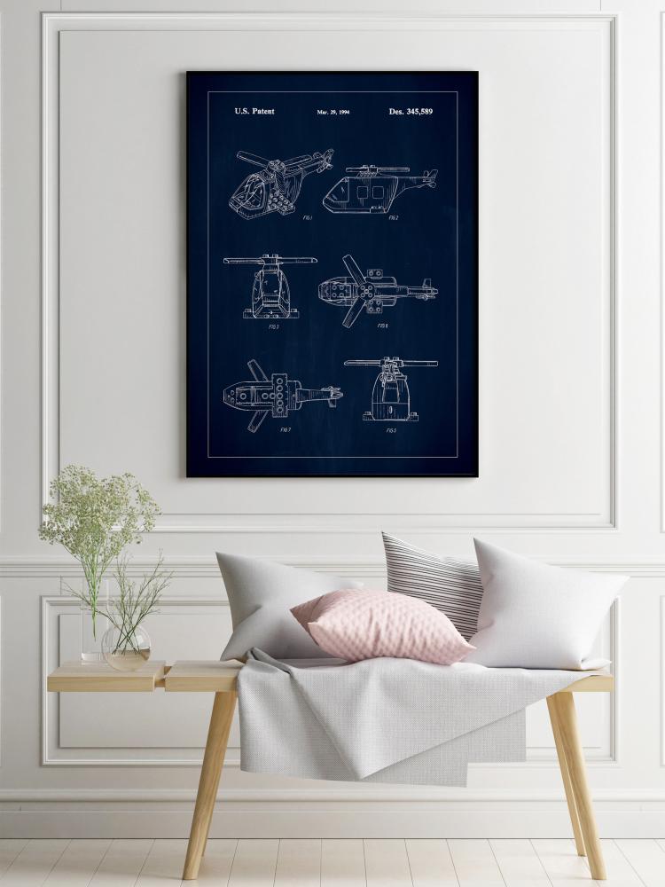 Patent Print - Lego Helicopter - Blue Poster