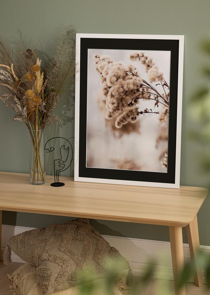 Cornice White Wood 50x100 cm - Passe-partout Nero 30x80 cm