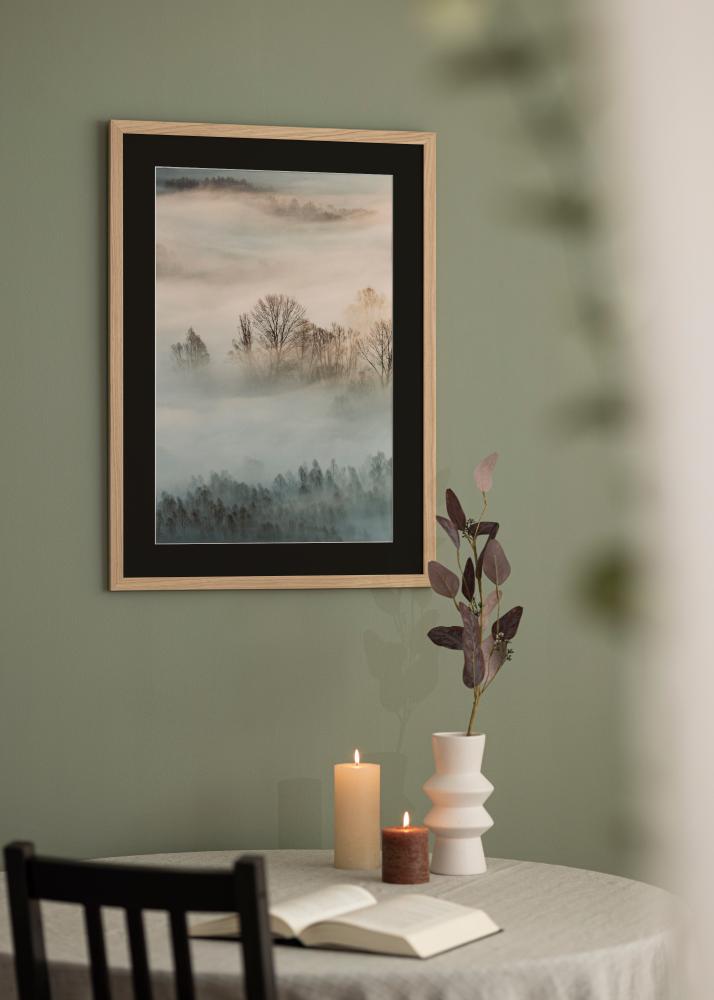 Cornice Oak Wood 45x60 cm - Passe-partout Nero 32x45 cm