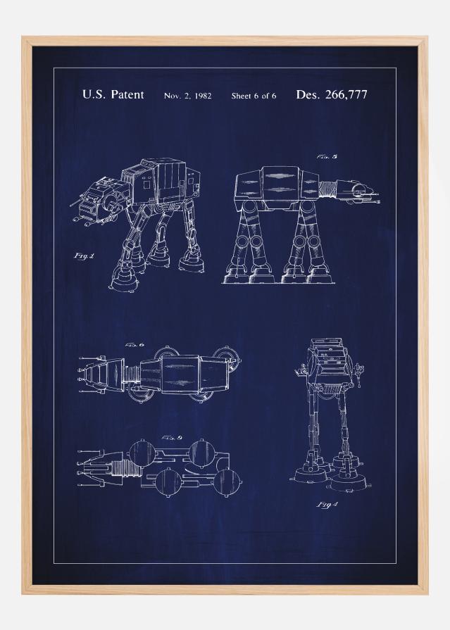 Disegni di brevetti - Star Wars - Walker - Blu Poster