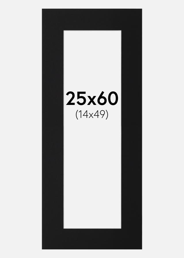 Passe-partout Nero Standard (Bordo interno bianco) 25x60 cm (14x49)