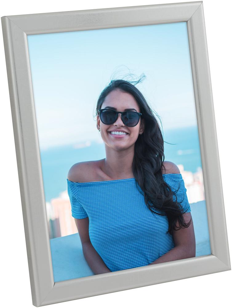 Cornice Slim Opaco Vetro antiriflesso Argento 15x20 cm