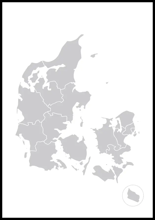 Mappa - Danmark - Grigio Poster