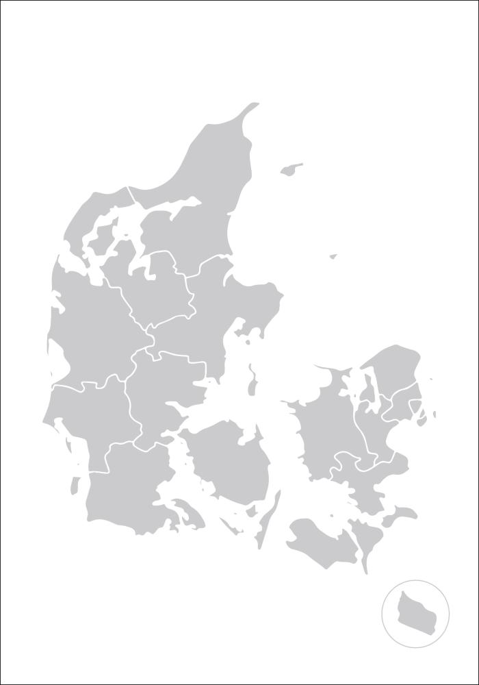 Mappa - Danmark - Grigio Poster