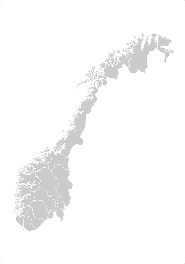 Mappa - Norge - Grigio Poster