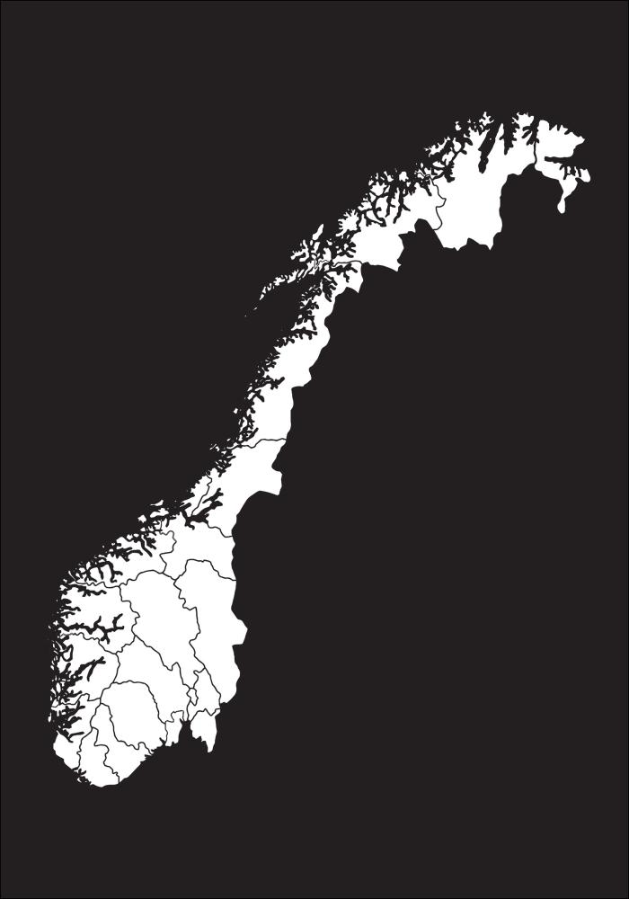 Mappa - Norge - Bianco Poster
