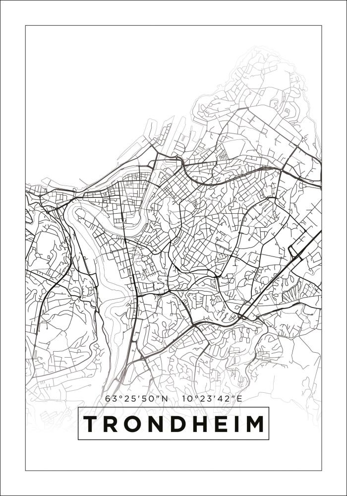 Mappa - Trondheim - Poster bianco