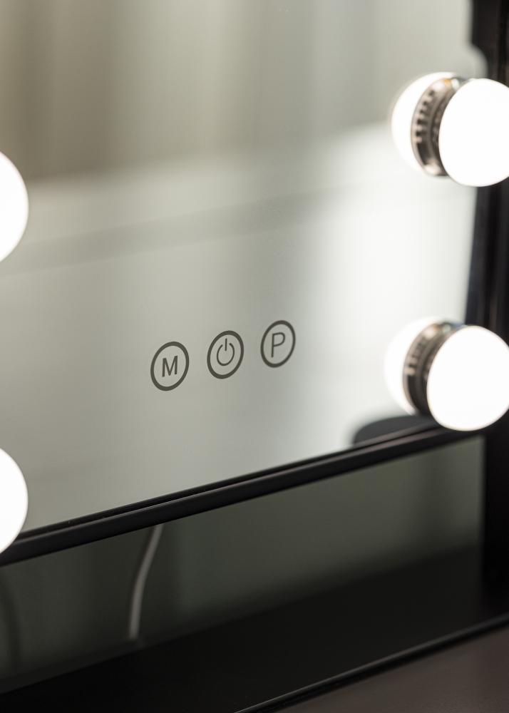 KAILA Specchio per trucco Hollywood 9 Nero 25x30 cm