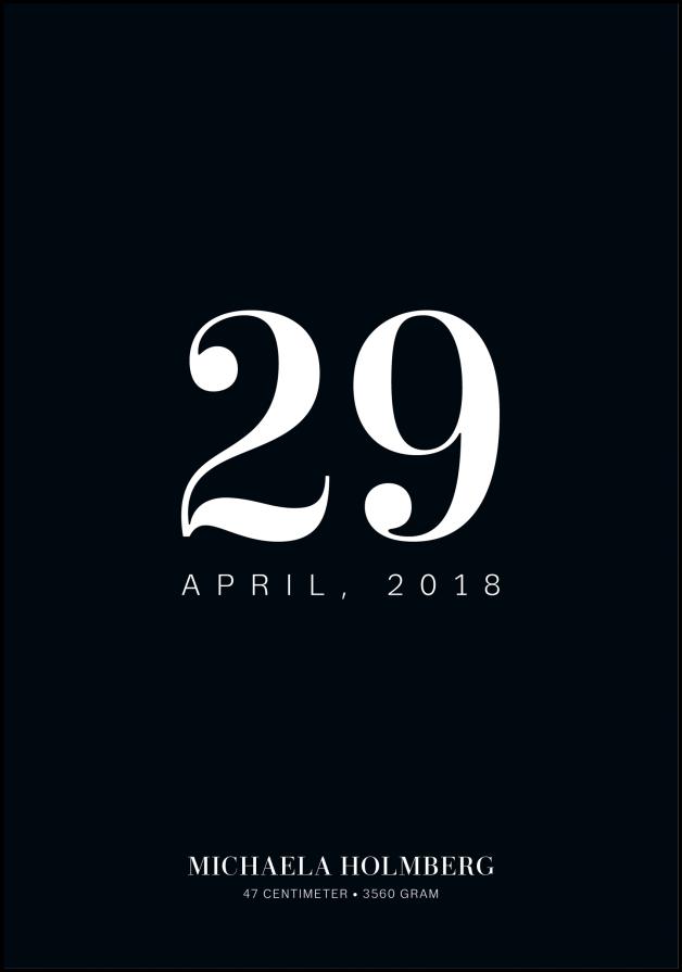 Poster per nascita Data - Nero