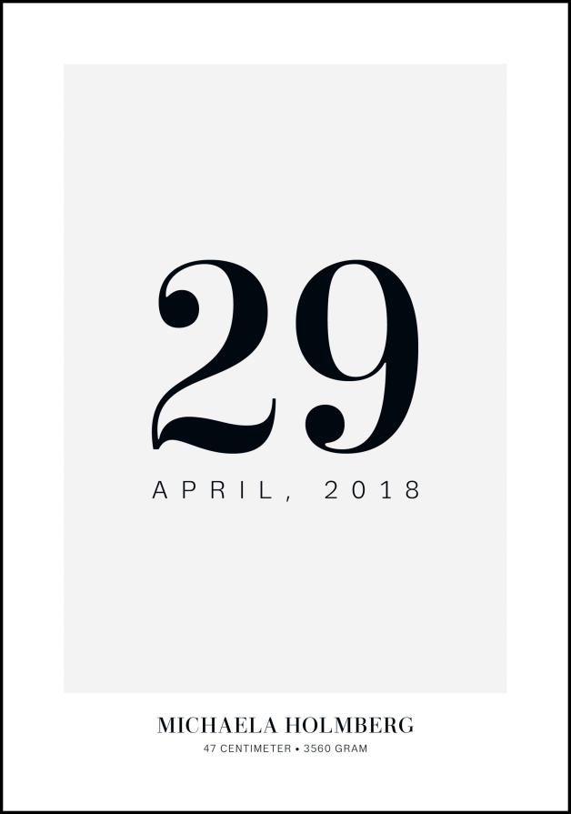 Poster per nascita Data - Grigio