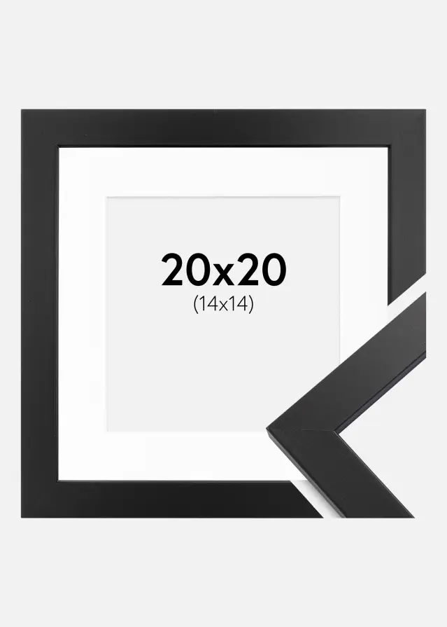 Cornice Black Wood 20x20 cm - Passe-partout Bianco 15x15 cm