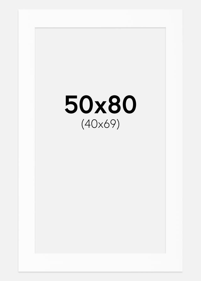 Passe-partout Bianco Standard (Bordo interno bianco) 50x80 cm (40x69)