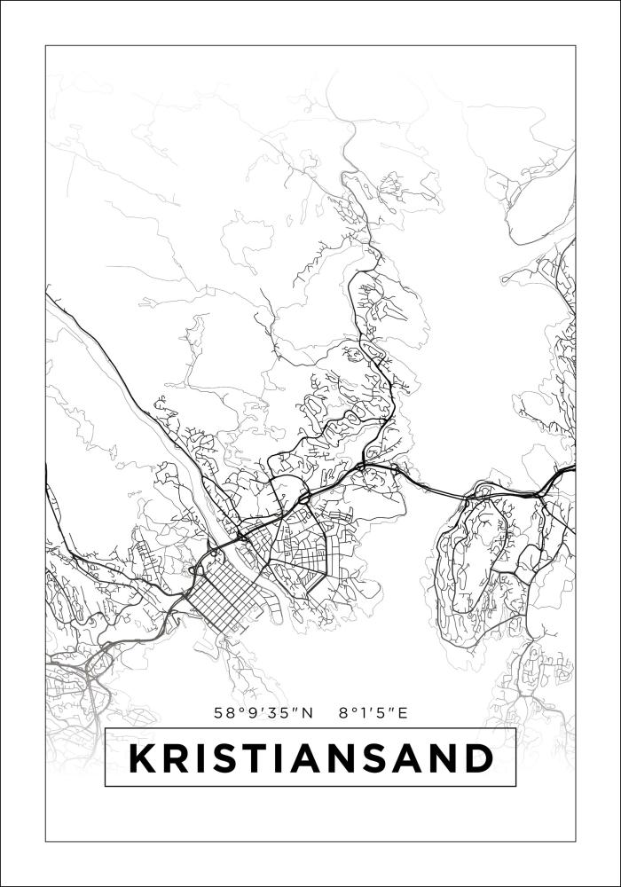 Mappa - Kristiansand - Poster bianco