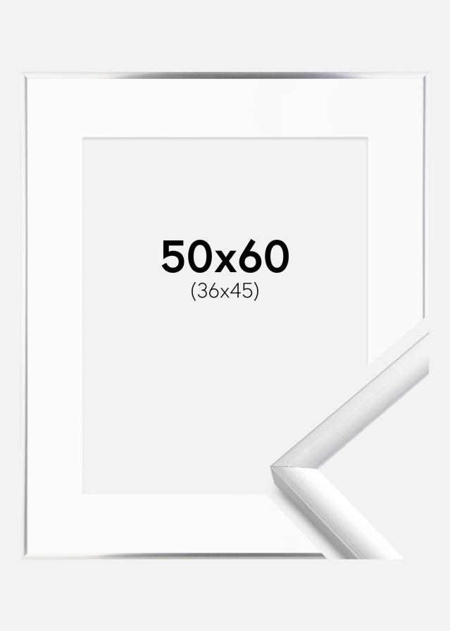 Cornice New Lifestyle Argento 50x60 cm - Passe-partout Bianco 37x46 cm