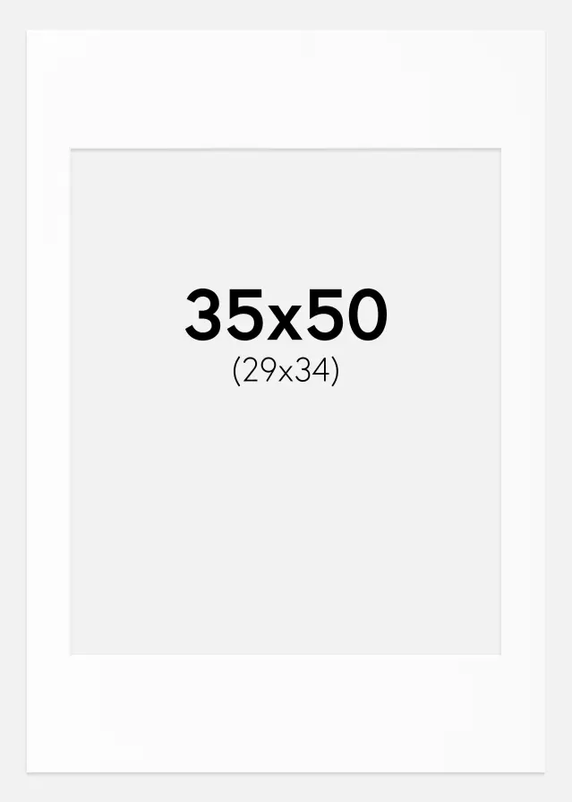 Passe-partout Bianco Standard (Bordo interno bianco) 35x50 cm (29x34)