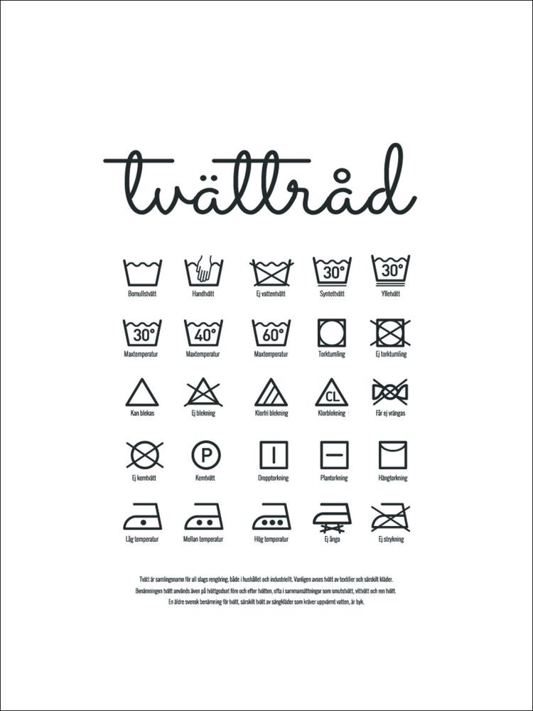 Istruzioni di lavaggio - Poster bianco