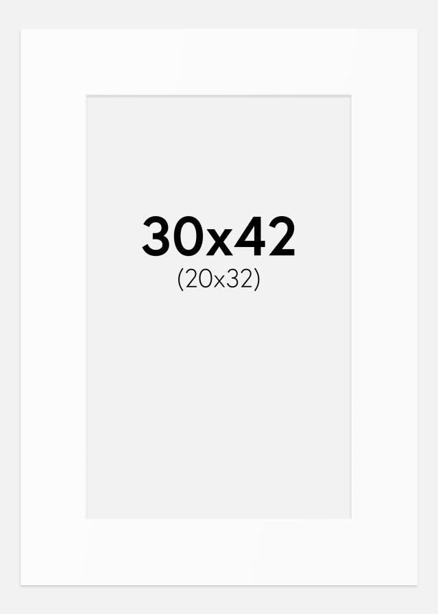 Passe-partout Bianco Standard (Bordo interno bianco) 30x42 cm (20x32)