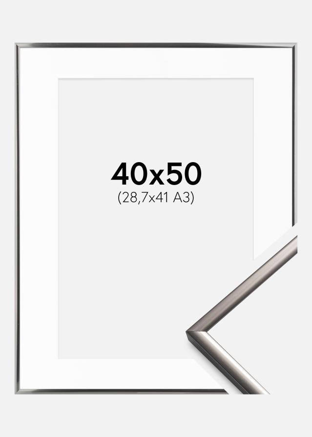 Cornice New Lifestyle Acciaio 40x50 cm - Passe-partout Bianco 29,7x42 cm (A3)