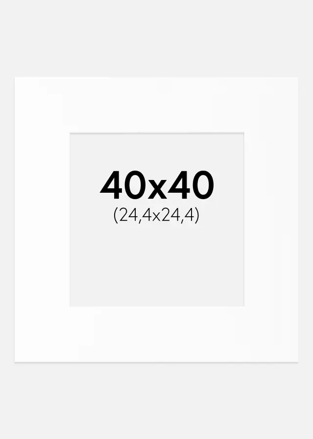 Passe-partout Bianco Standard (Bordo interno bianco) 40x40 cm (24,4x24,4)