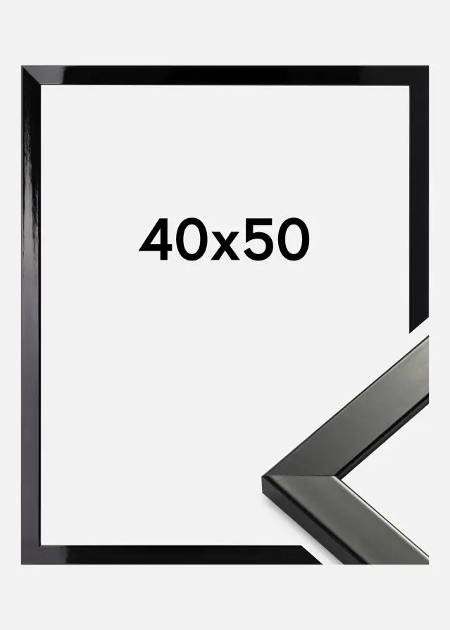 Cornice Uppsala Vetro acrilico Nero Laccato lucido 40x50 cm