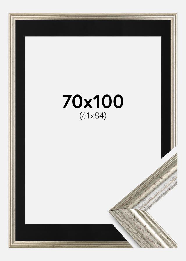 Cornice Västkusten Argento 70x100 cm - Passe-partout Nero 62x85 cm