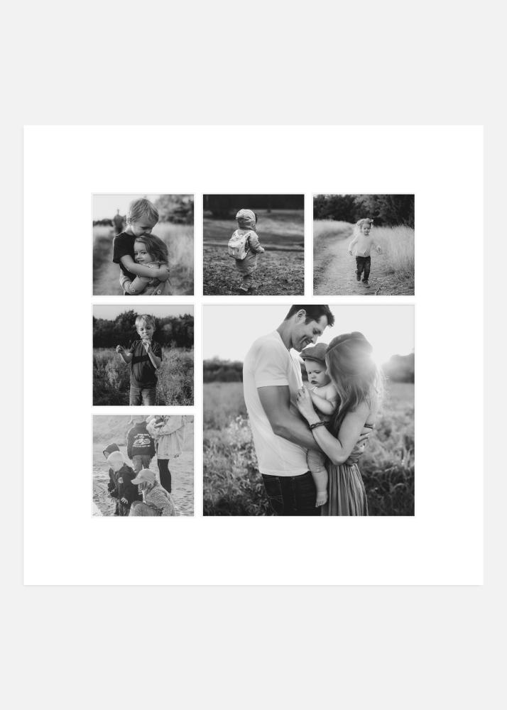 Passe-partout Bianco (Bordo interno bianco) Collage 6 Immagini 50x50 cm