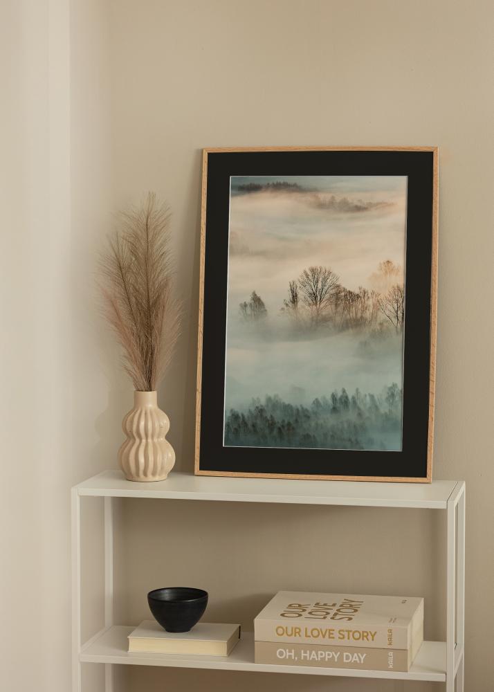 Cornice Quercia Sottile 20x30 cm - Passe-partout Nero 15x21 cm (A5)