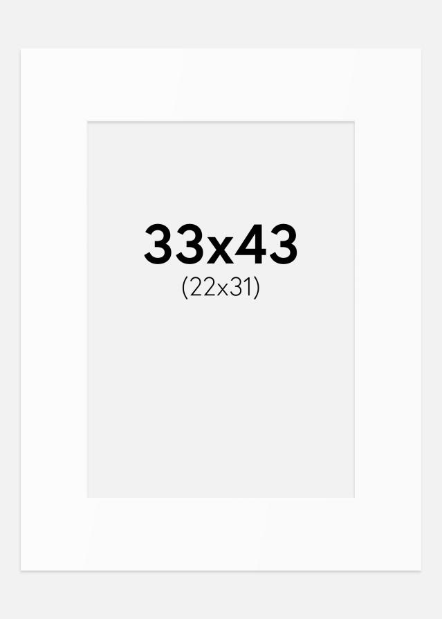 Passe-partout Bianco Standard (Bordo interno bianco) 33x43 cm (22x31)