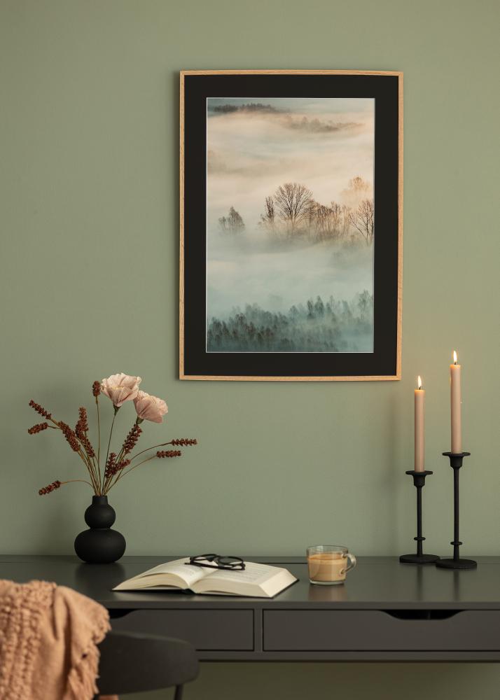 Cornice Quercia Sottile 20x30 cm - Passe-partout Nero 15x21 cm (A5)