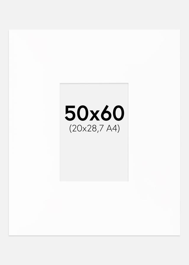 Passe-partout XXL Standard Bianco (Bordo interno bianco) 50x60 cm (20x28,7)