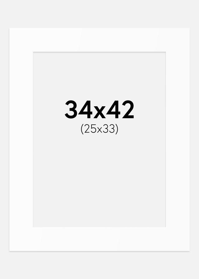 Passe-partout Bianco Standard (Bordo interno bianco) 34x42 cm (25x33)