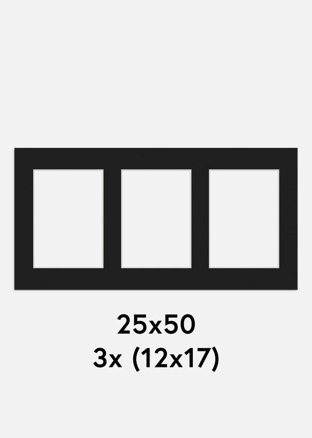 Passe-partout Nero 25x50 cm - Collage 3 Immagini (12x17 cm)