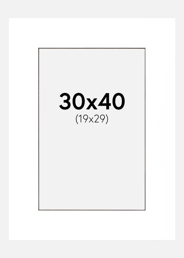 Passe-partout Bianco (Bordo interno nero) 30x40 cm (19x29 cm)