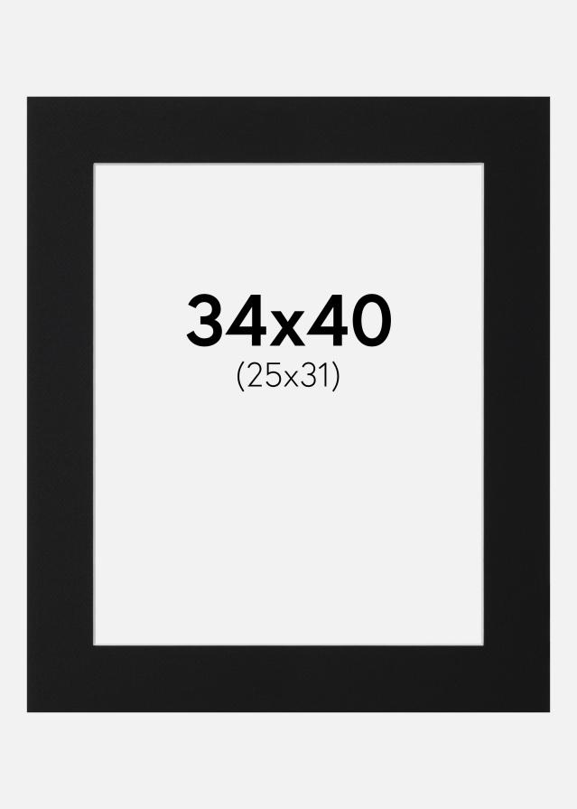 Passe-partout Nero Standard (Bordo interno bianco) 34x40 cm (25x31)