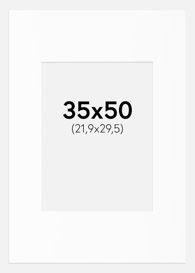 Passe-partout Bianco Standard (Bordo interno bianco) 35x50 cm (21,86x29,48)
