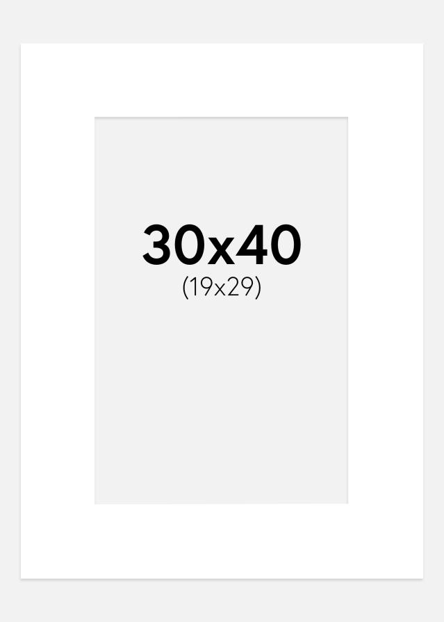Passe-partout Super bianco (Bordo interno bianco) 30x40 cm (19x29 cm)
