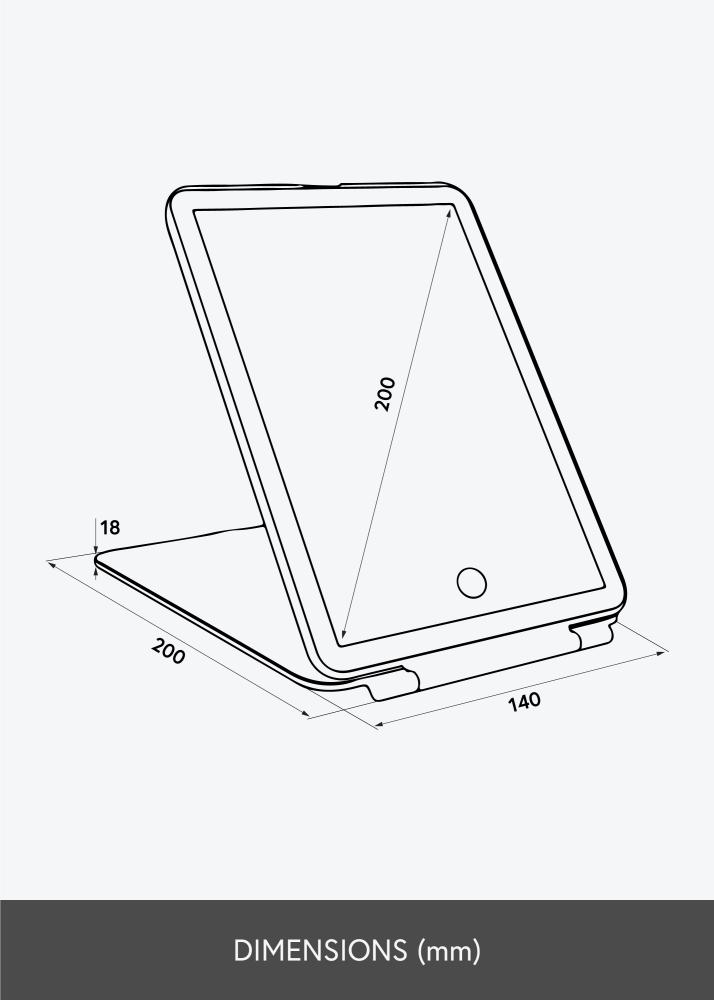 KAILA Specchio per trucco Travel LED Ricaricabile Bianco 14x20 cm