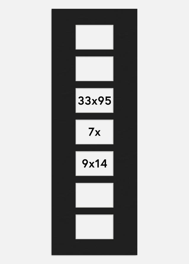 Passe-partout Nero 33x95 cm - Collage 7 Immagini (9x14 cm)