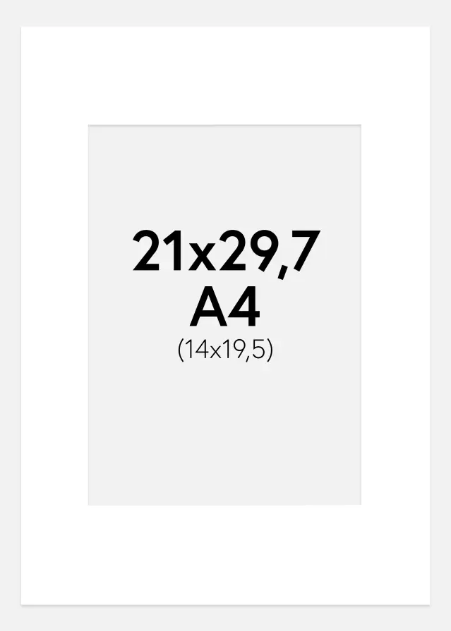 Passe-partout Super bianco (Bordo interno bianco) A4 21x29,7 cm (14x19,5 cm)