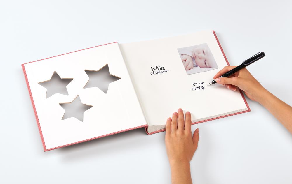 Estrella Album per bebè Rosa - 28x30,5 cm (50 Pagine bianche / 25 fogli)