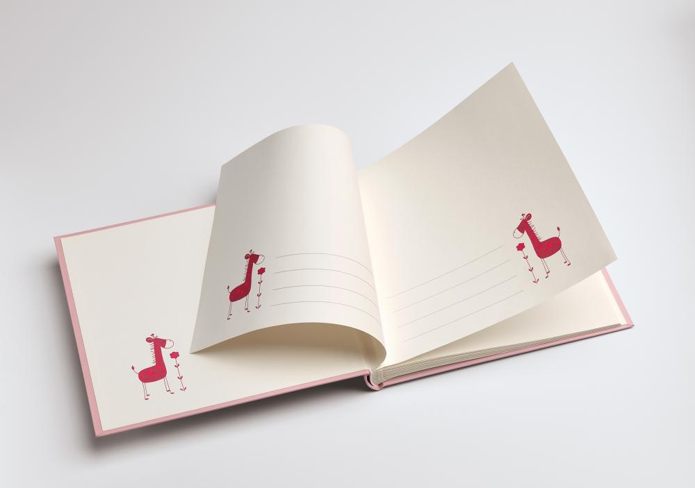 Hello Album per bebè Rosa - 25x28 cm (50 Pagine bianche / 25 fogli)