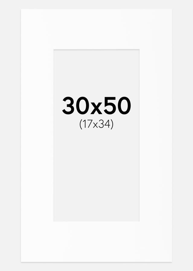 Passe-partout Bianco Standard (Bordo interno bianco) 30x50 cm (17x34)