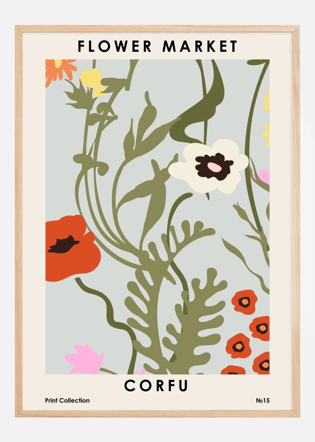 Flower Market Corfu Poster