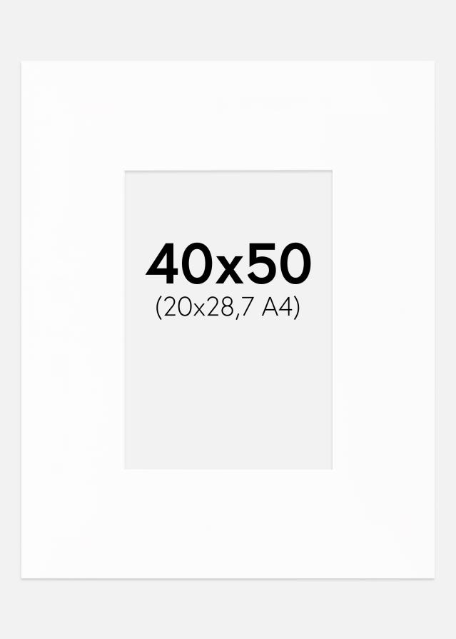 Passe-partout XL Bianco (Bordo interno bianco) 40x50 cm (20x28,7 - A4)