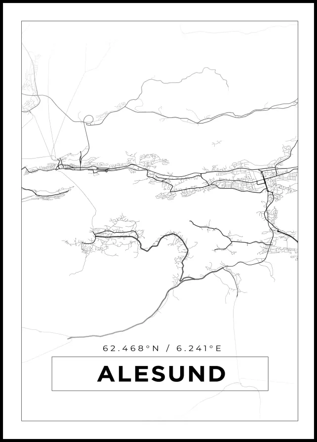 Mappa - Alesund - Poster bianco
