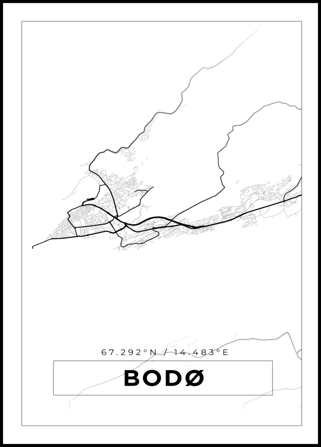 Mappa - Bodø - Poster bianco