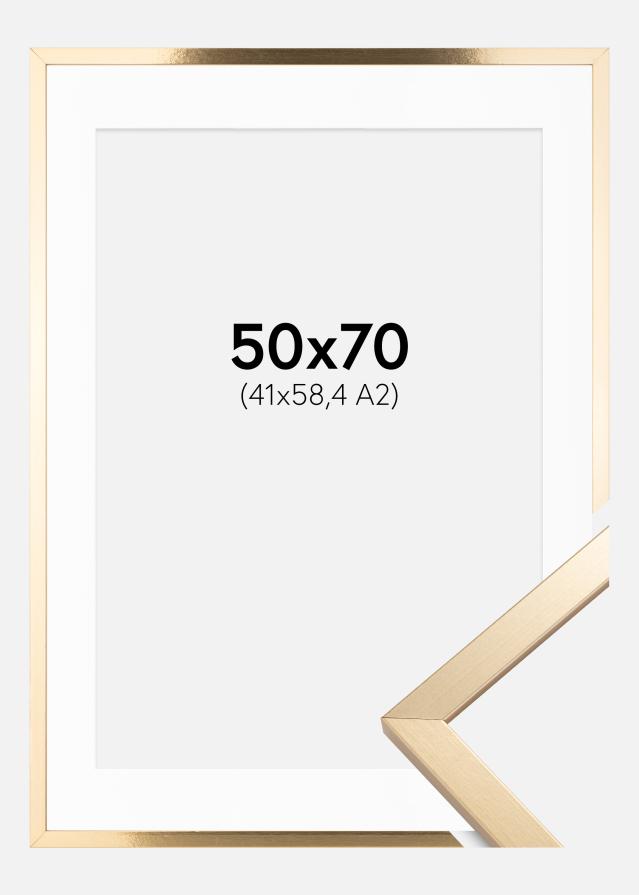Cornice Trendy Oro 50x70 cm - Passe-partout Bianco 42x59,4 cm (A2)