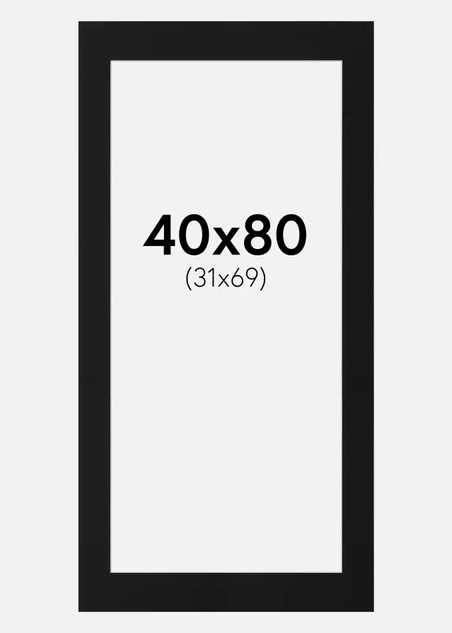Passe-partout Nero Standard (Bordo interno bianco) 40x80 cm (31x69)